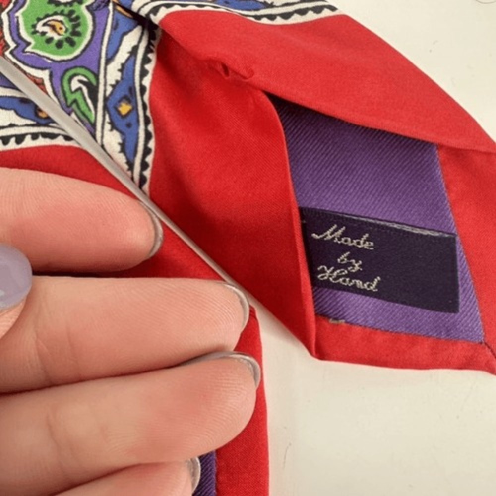 Ralph‎ Lauren Purple Label Tie Mens Red Paisley Silk Made in Italy Luxury Dandy - Picture 6 of 11